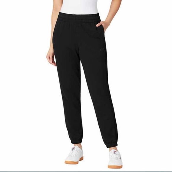FILA Women’s French Terry Cloth Black Elastic Waist Joggers - Picture 1 of 9
